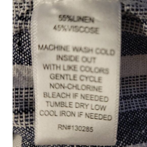 Striped Pull On Linen Blend‎ Pants Coastal Grandma Resort Beachy Cruise Size M - Picture 7 of 8